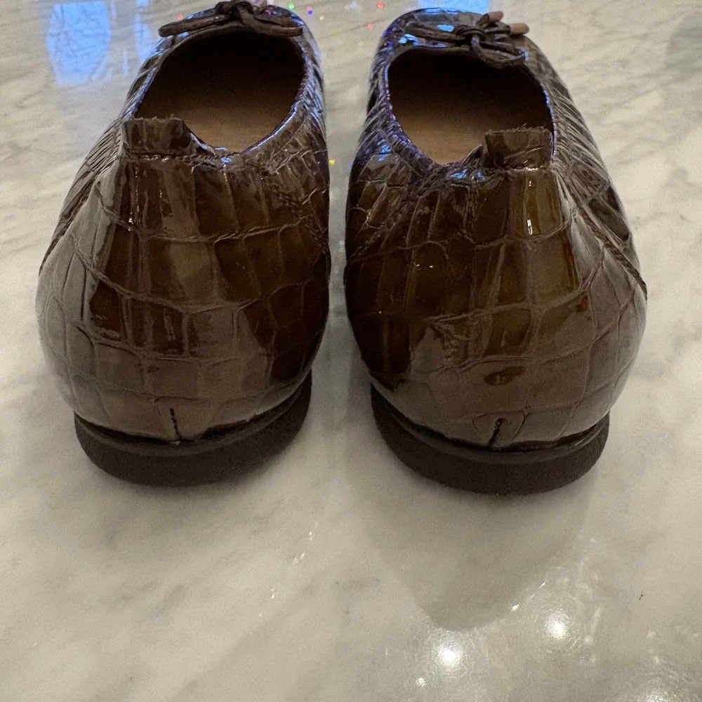Sabrinas Brown Croc Embossed Ballet Flats Bow Detail Comfort Shoes‎ EU 40 Spain